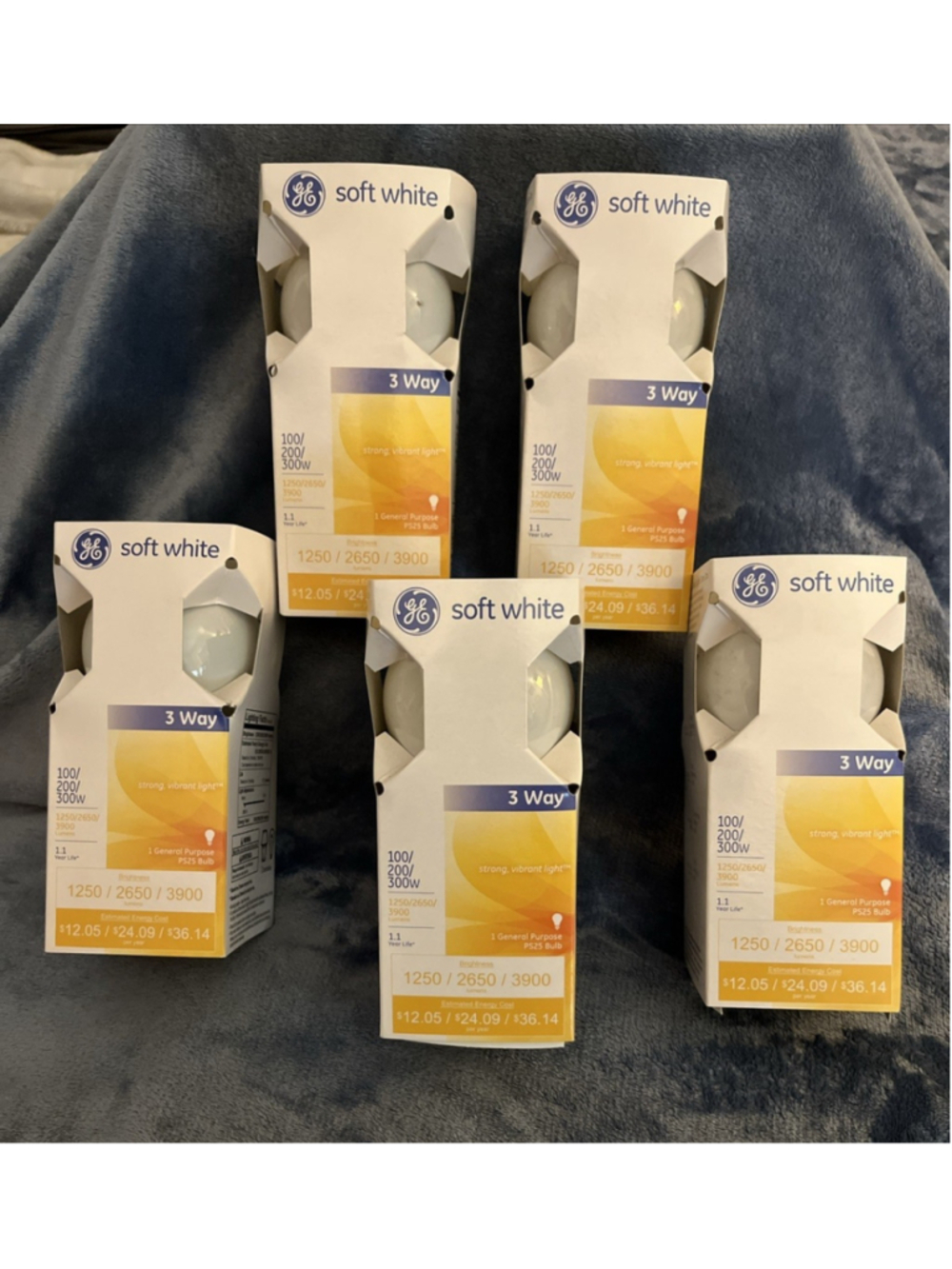 GE Soft White 3 Way Light Bulb 100/200/300 PS25 Mogul Base 1250/2650/3900 Lumen